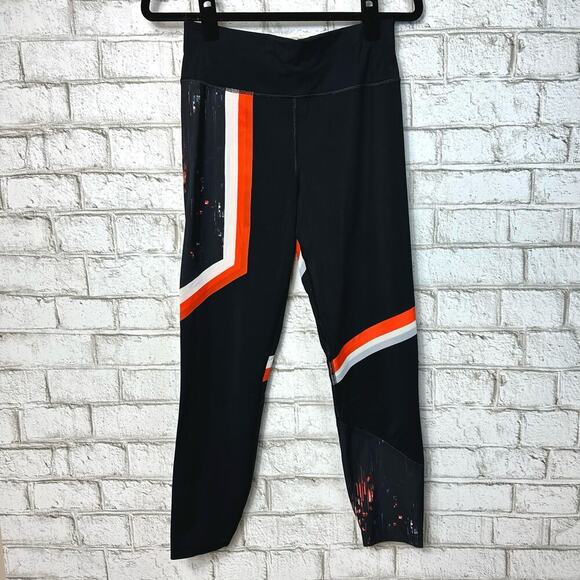 Sweaty Betty Leggings Zero Gravity 7/8 Crop Run Glitch Athletic Black Orange S - Picture 2 of 8